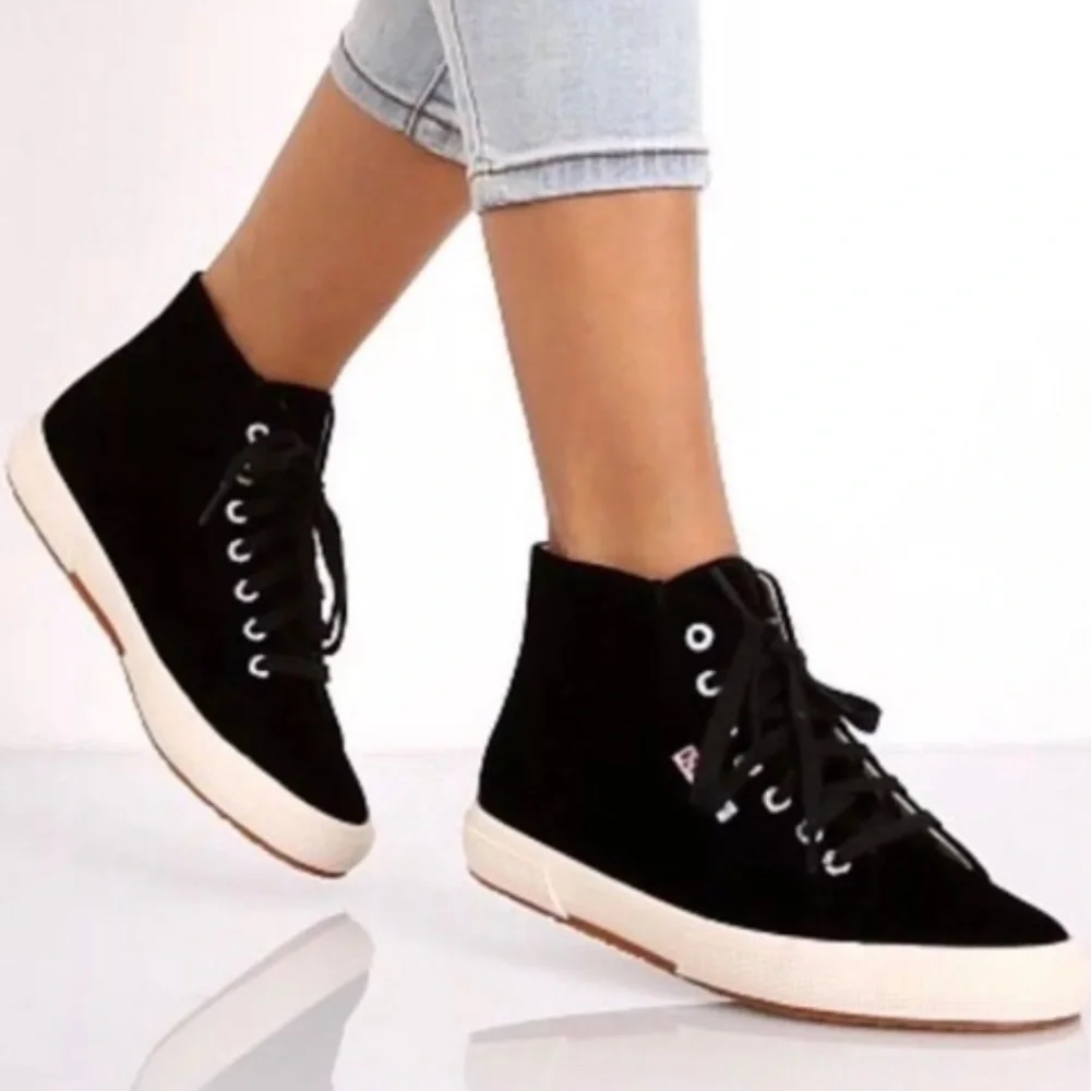 Superga velvet  black high top sneakers